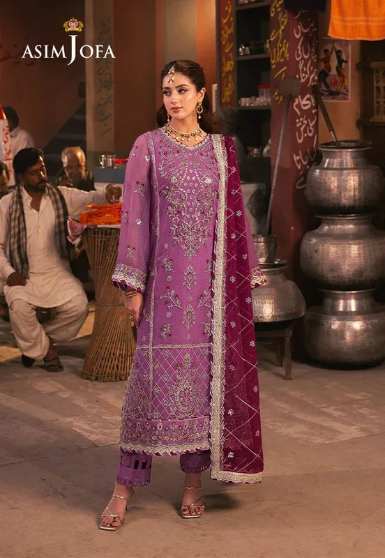 Asim Jofa Chamkeli Formals 24 Magenta Chiffon – view 1 – Poshaq