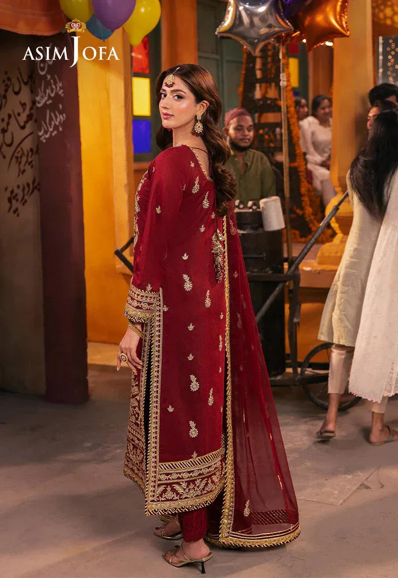 Asim Jofa Chamkeli Formals 24 Maroon Chiffon – view 2 – Poshaq