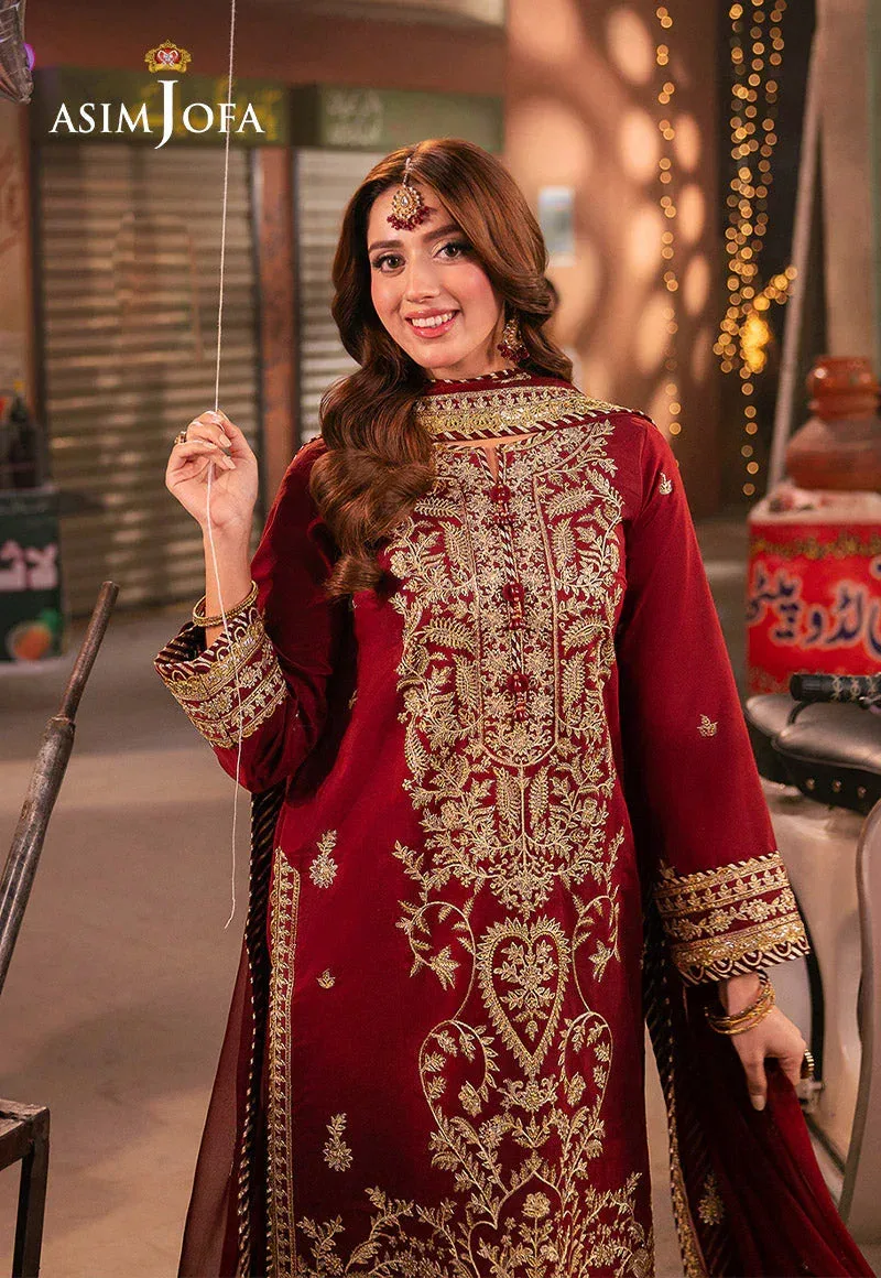 Asim Jofa Chamkeli Formals 24 Maroon Chiffon – view 3 – Poshaq