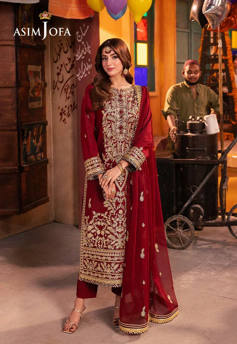 Asim Jofa Chamkeli Formals 24 Maroon Chiffon – view 5 – Poshaq