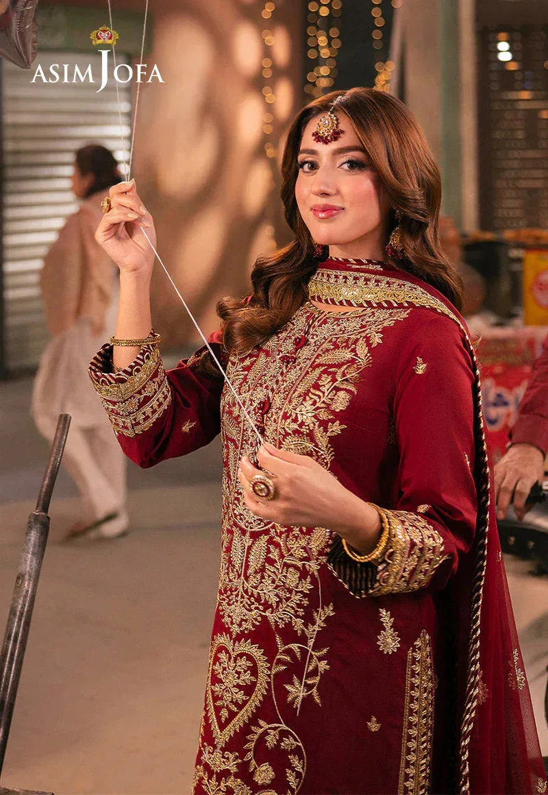 Asim Jofa Chamkeli Formals 24 Maroon Chiffon – view 6 – Poshaq