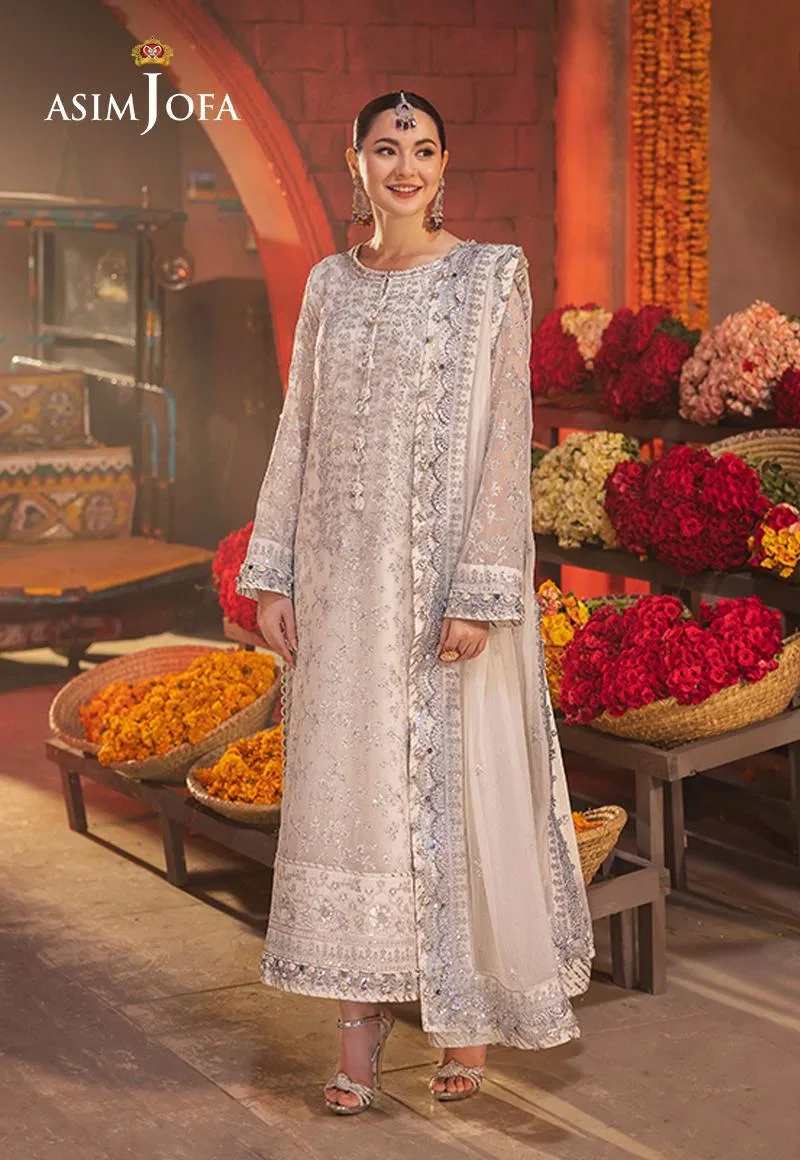 Asim Jofa Chamkeli Formals 24 Silver Chiffon – view 1 – Poshaq