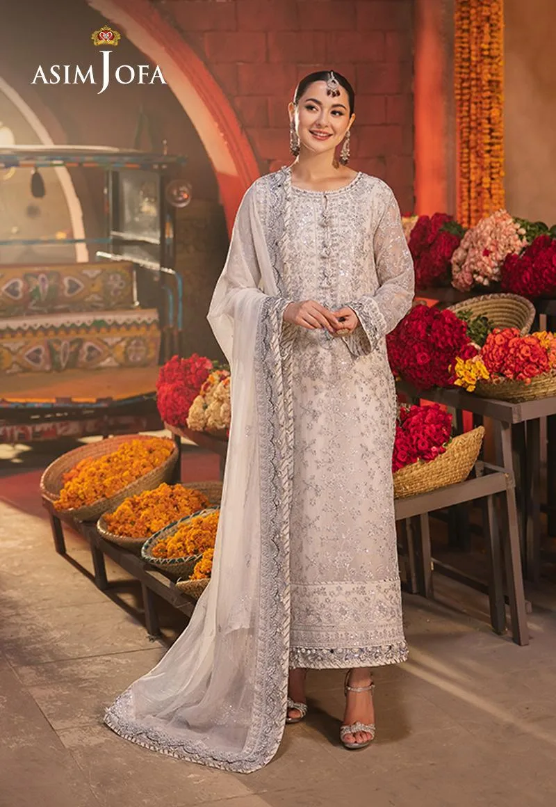 Asim Jofa Chamkeli Formals 24 Silver Chiffon – view 4 – Poshaq