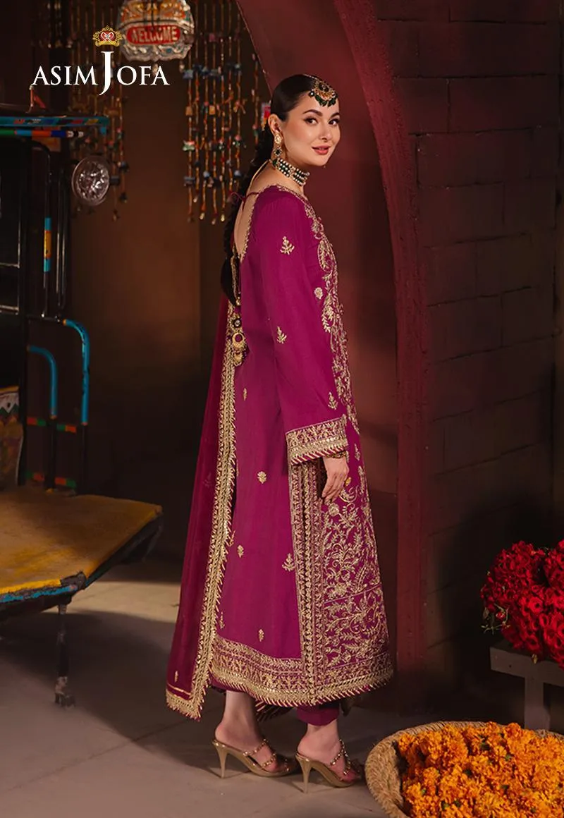 Asim Jofa Chamkeli Formals 24 Fuchsia Silk – view 2 – Poshaq