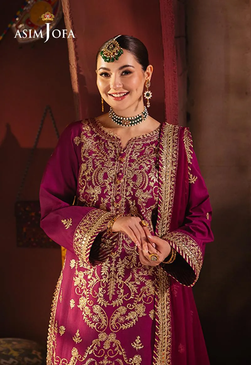 Asim Jofa Chamkeli Formals 24 Fuchsia Silk – view 3 – Poshaq