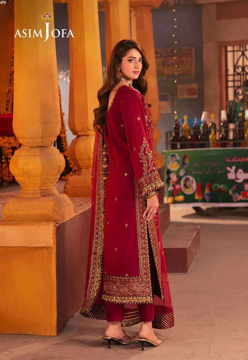 Asim Jofa Chamkeli Formals 24 Maroon Silk – view 2 – Poshaq