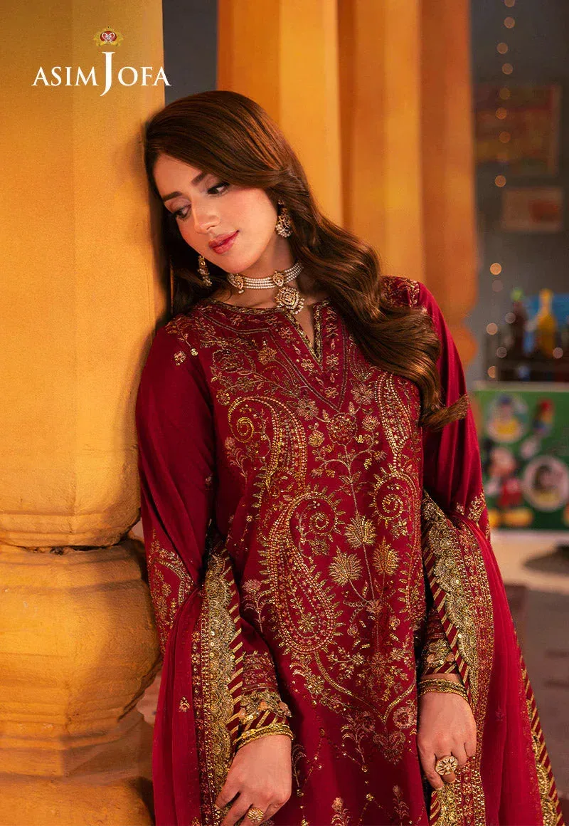 Asim Jofa Chamkeli Formals 24 Maroon Silk – view 3 – Poshaq