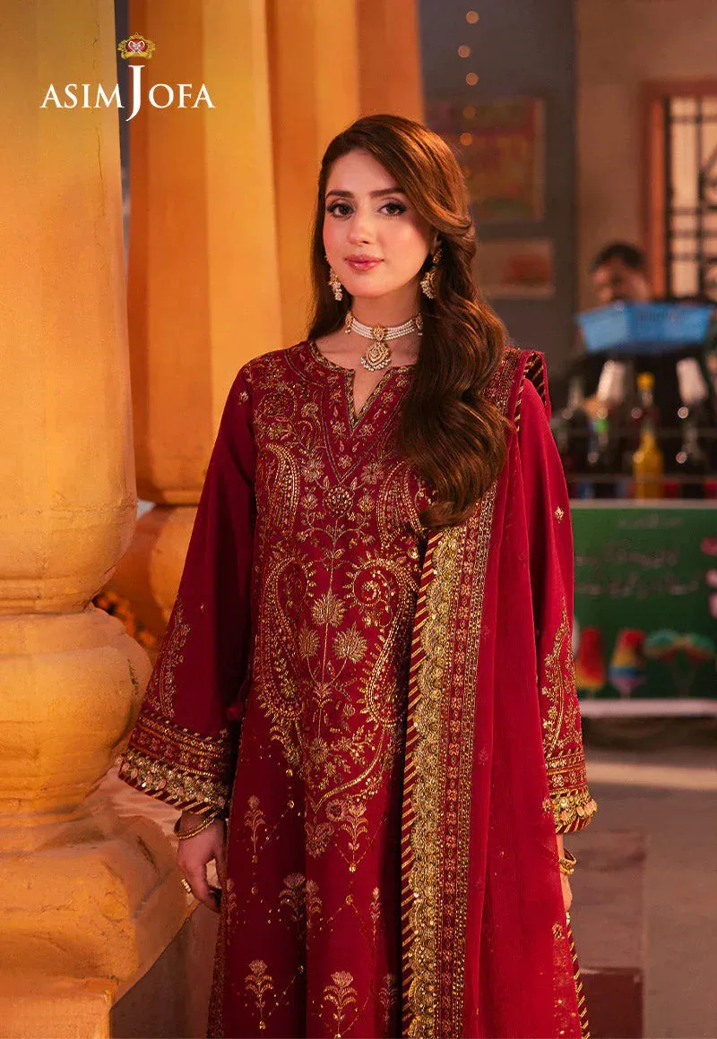 Asim Jofa Chamkeli Formals 24 Maroon Silk – view 4 – Poshaq