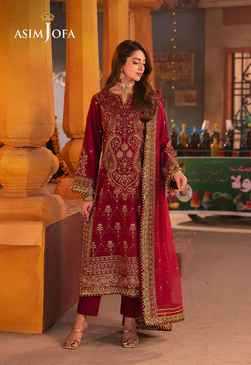 Asim Jofa Chamkeli Formals 24 Maroon Silk – view 5 – Poshaq