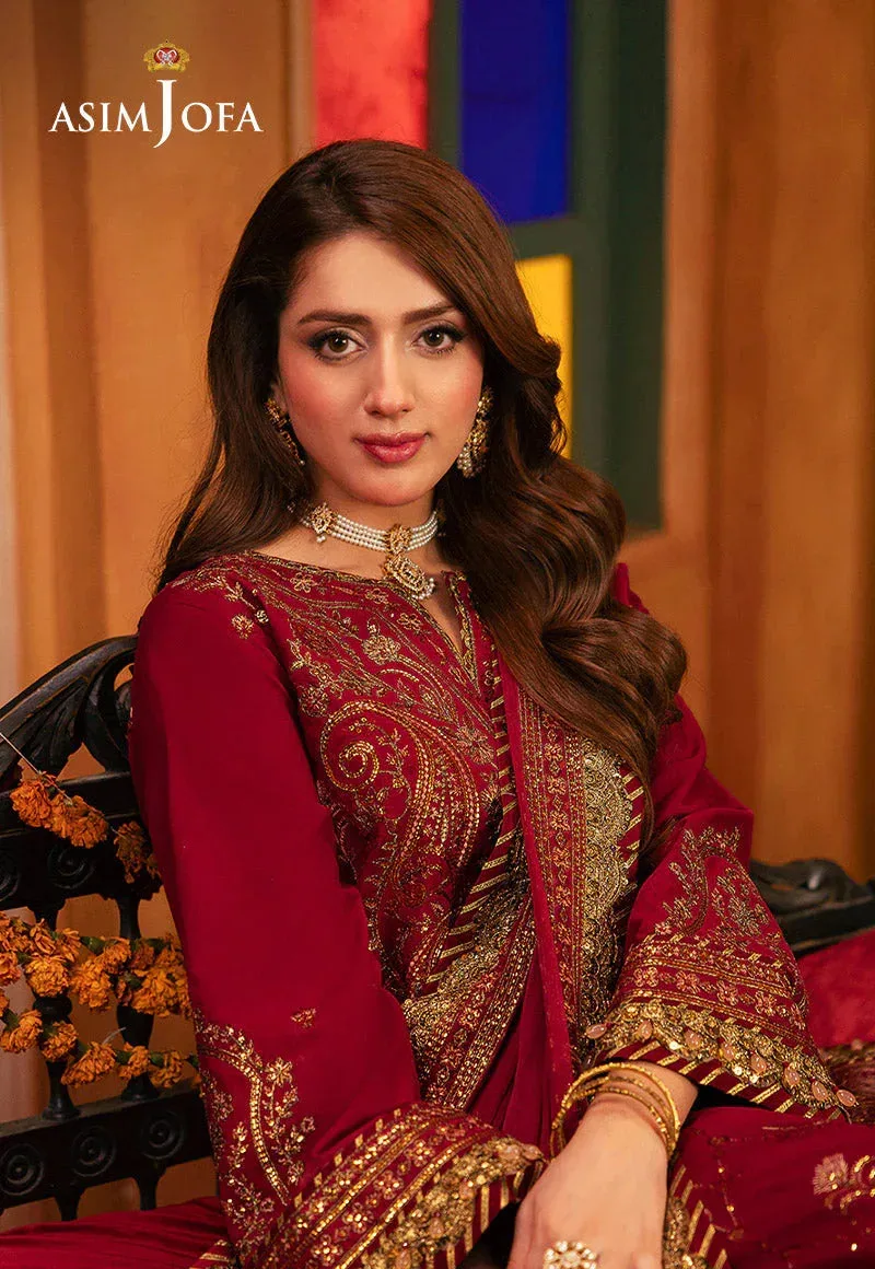 Asim Jofa Chamkeli Formals 24 Maroon Silk – view 6 – Poshaq