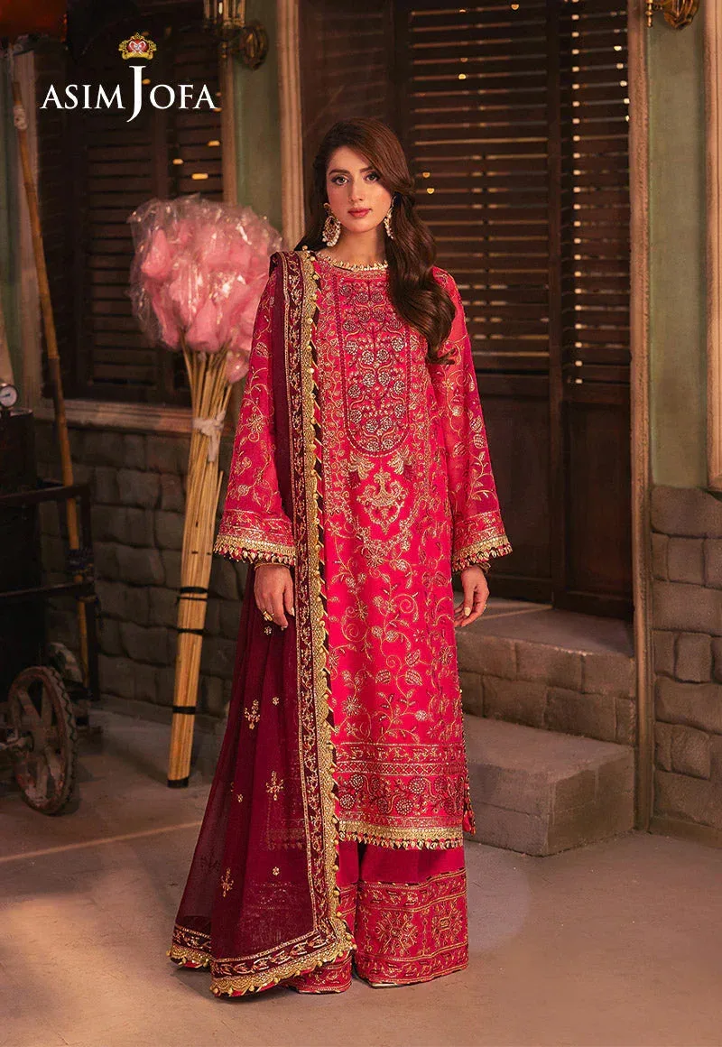 Asim Jofa Chamkeli Formals 24 Magenta Chiffon – view 1 – Poshaq