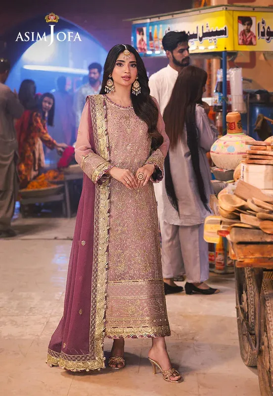 Asim Jofa Chamkeli Formals 24 Pink Chiffon – view 1 – Poshaq