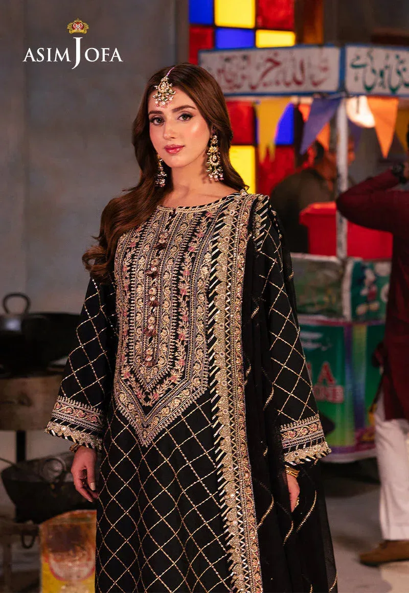 Asim Jofa Chamkeli Formals 24 Black Silk – view 3 – Poshaq