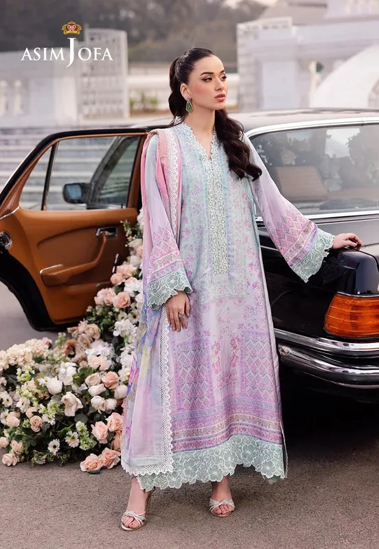 Asim Jofa Charmuse Silk Pink Raw Silk – view 1 – Poshaq