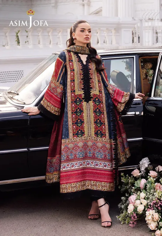 Asim Jofa Charmuse Silk Black Silk – view 1 – Poshaq
