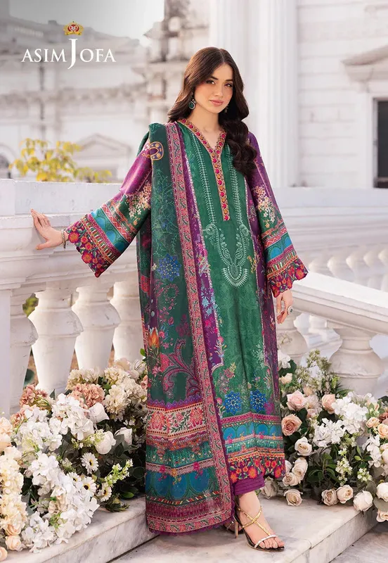 Asim Jofa Charmuse Silk Green Silk – view 1 – Poshaq
