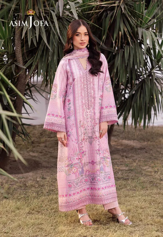 Asim Jofa Charmuse Silk Pink Silk – view 1 – Poshaq