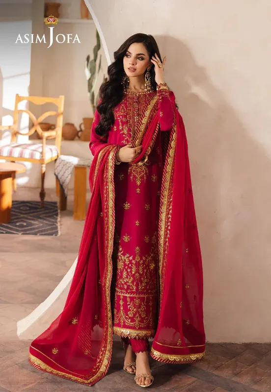 Asim Jofa Heeriye Formals Magenta Chiffon – view 1 – Poshaq