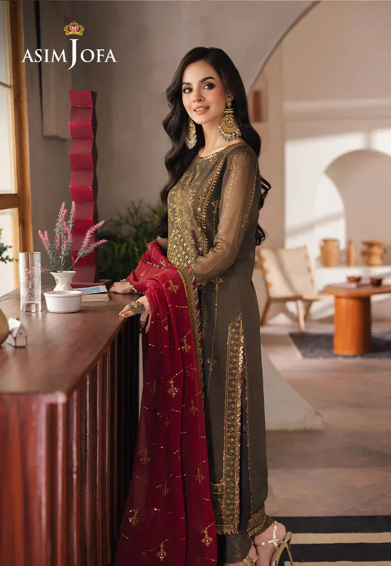 Asim Jofa Heeriye Formals Brown Chiffon – view 7 – Poshaq