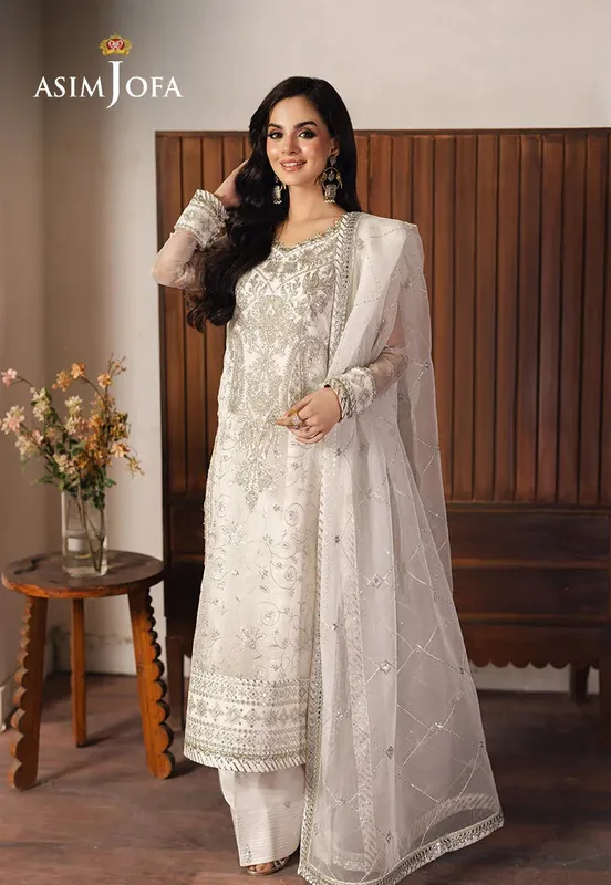 Asim Jofa Heeriye Formals White Organza – view 1 – Poshaq