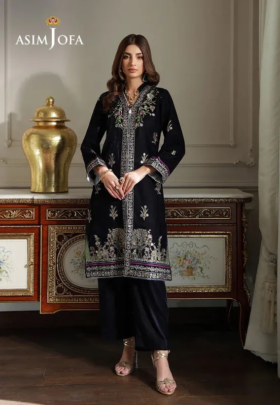 Asim Jofa Velvet Edit Navy Blue Velvet – view 1 – Poshaq