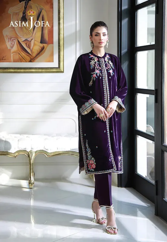 Asim Jofa Velvet Edit Purple Velvet – view 1 – Poshaq