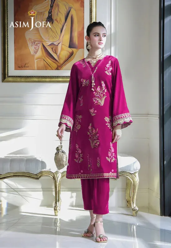Asim Jofa Velvet Edit Magenta Velvet – view 1 – Poshaq