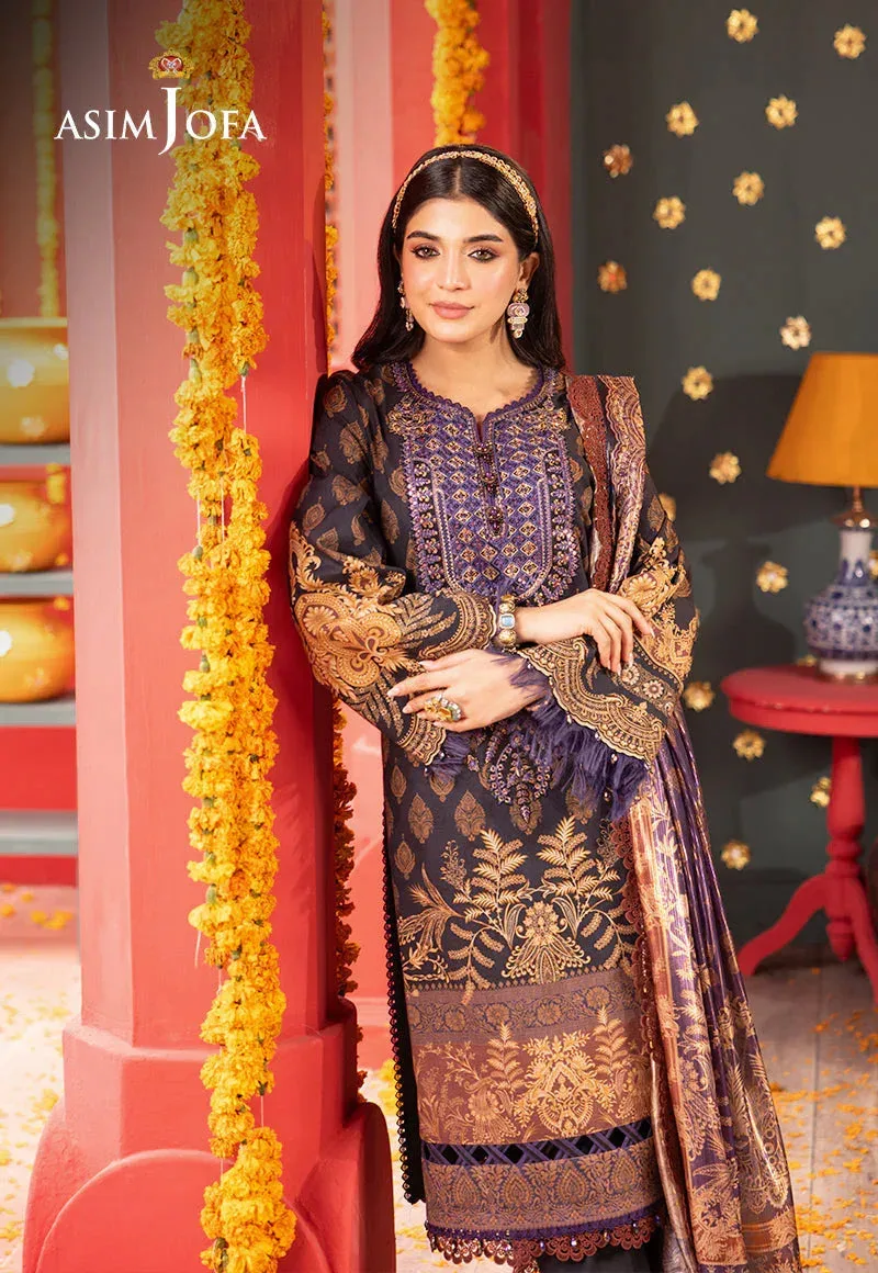 Asim Jofa Asra Festive Essentials Black Cotton Silk – view 3 – Poshaq