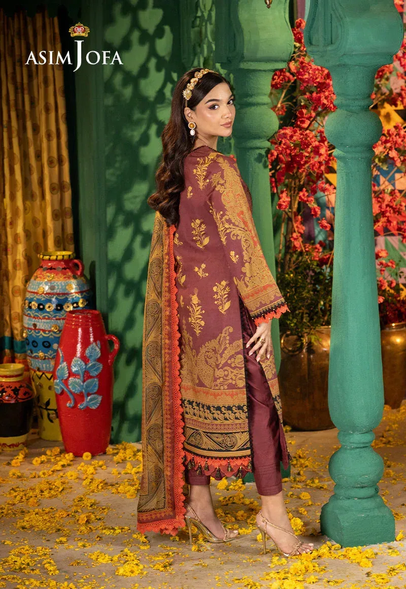 Asim Jofa Asra Festive Essentials Maroon Jacquard – view 2 – Poshaq