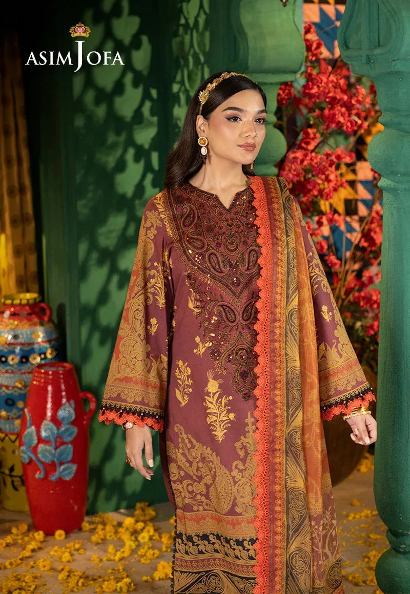 Asim Jofa Asra Festive Essentials Maroon Jacquard – view 3 – Poshaq