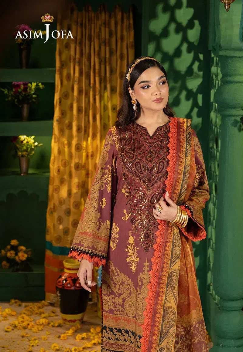 Asim Jofa Asra Festive Essentials Maroon Jacquard – view 5 – Poshaq