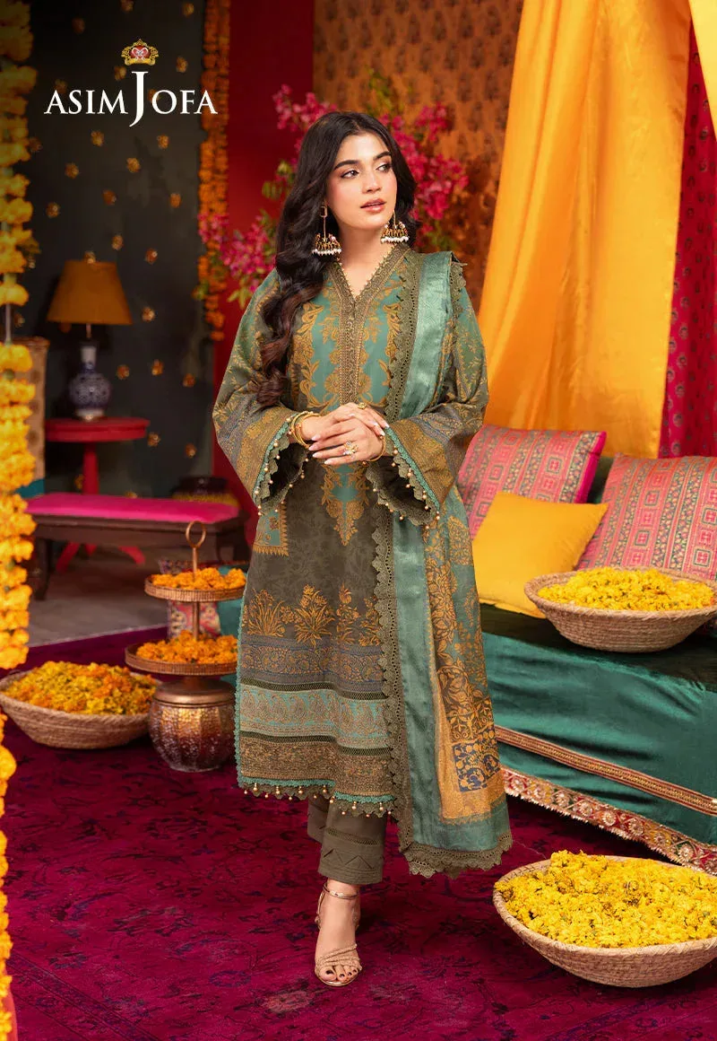 Asim Jofa Asra Festive Essentials Turquoise Jacquard – view 1 – Poshaq