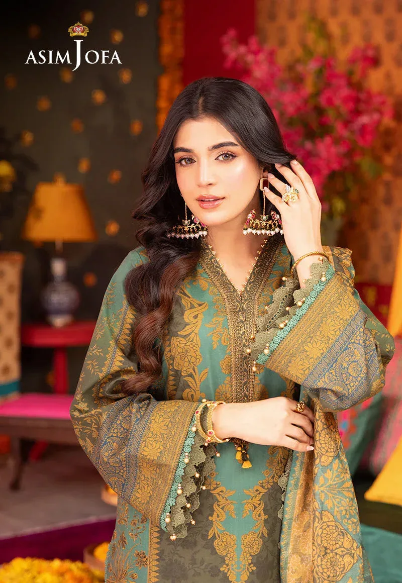 Asim Jofa Asra Festive Essentials Turquoise Jacquard – view 5 – Poshaq