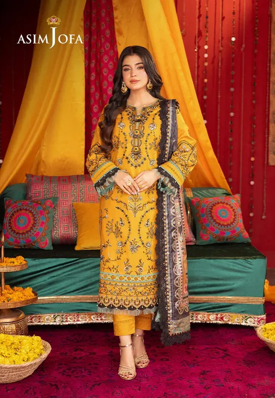 Asim Jofa Asra Festive Essentials Yellow Cambric – view 1 – Poshaq