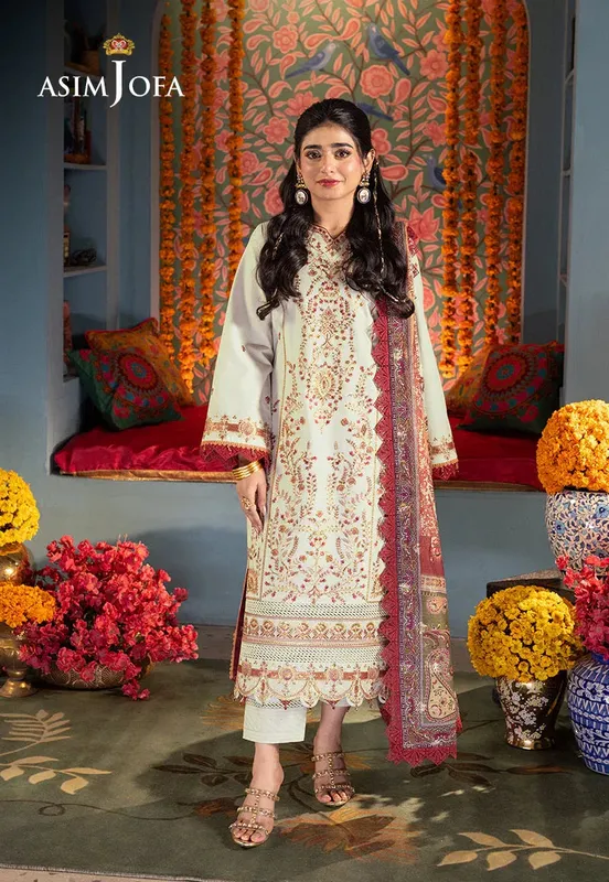 Asim Jofa Asra Festive Essentials White Jacquard – view 1 – Poshaq