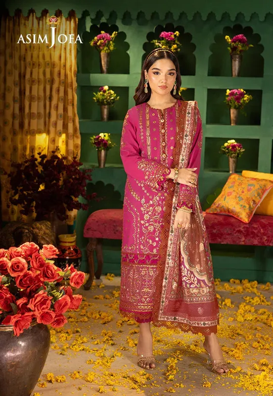Asim Jofa Asra Festive Essentials Pink Jacquard – view 1 – Poshaq