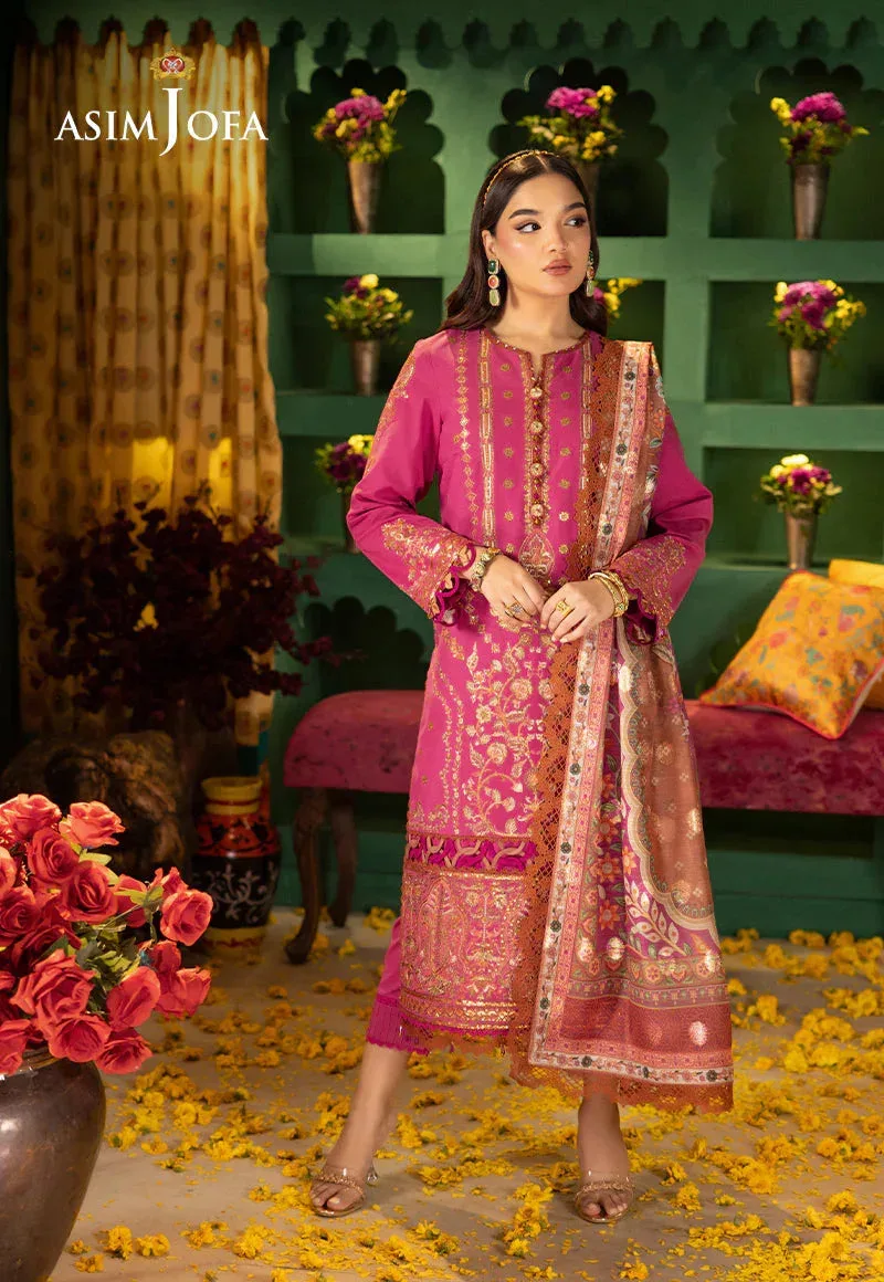 Asim Jofa Asra Festive Essentials Pink Jacquard – view 4 – Poshaq