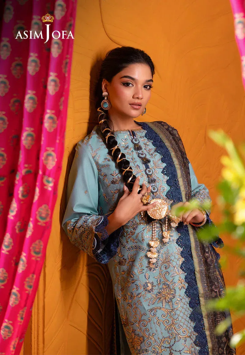 Asim Jofa Asra Festive Essentials Blue Cambric – view 3 – Poshaq