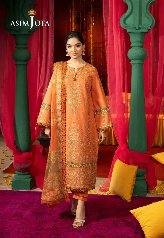 Asim Jofa Asra Festive Essentials Orange Cambric – view 1 – Poshaq