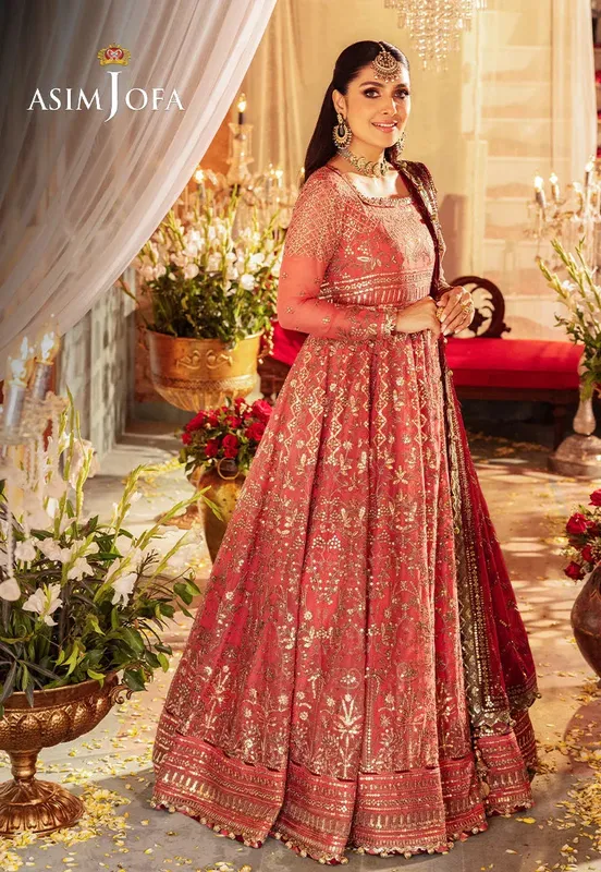 Asim Jofa Jaan e Jahan Red Chiffon – view 1 – Poshaq