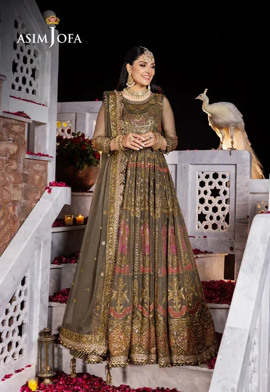 Asim Jofa Jaan e Jahan Green Chiffon – view 1 – Poshaq