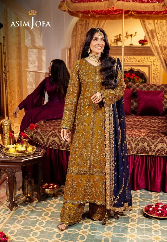 Asim Jofa Jaan e Jahan Gold Organza – view 1 – Poshaq