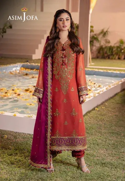 Asim Jofa Dhanak Rang Collection Orange Organza – view 1 – Poshaq