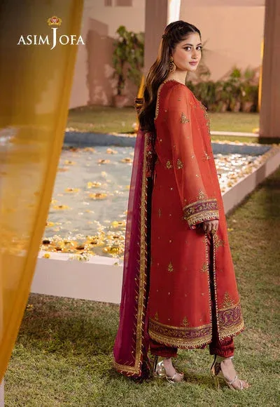 Asim Jofa Dhanak Rang Collection Orange Organza – view 2 – Poshaq