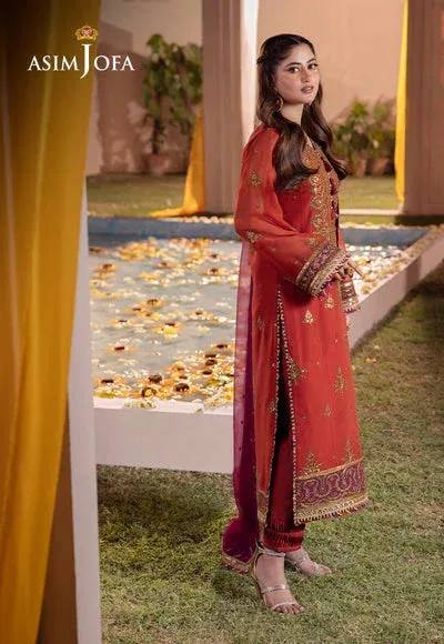 Asim Jofa Dhanak Rang Collection Orange Organza – view 4 – Poshaq