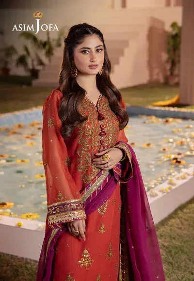 Asim Jofa Dhanak Rang Collection Orange Organza – view 5 – Poshaq