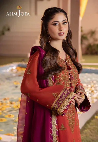 Asim Jofa Dhanak Rang Collection Orange Organza – view 7 – Poshaq
