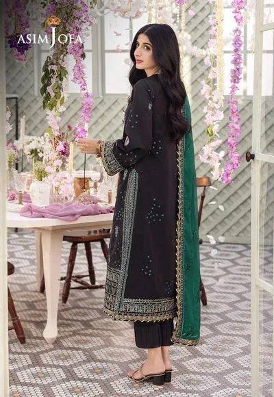 Asim Jofa Dhanak Rang Collection Black Chiffon – view 5 – Poshaq
