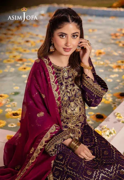 Asim Jofa Dhanak Rang Collection Purple Chiffon – view 6 – Poshaq