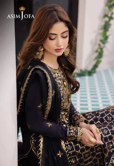 Asim Jofa Dhanak Rang Collection Black Chiffon – view 3 – Poshaq